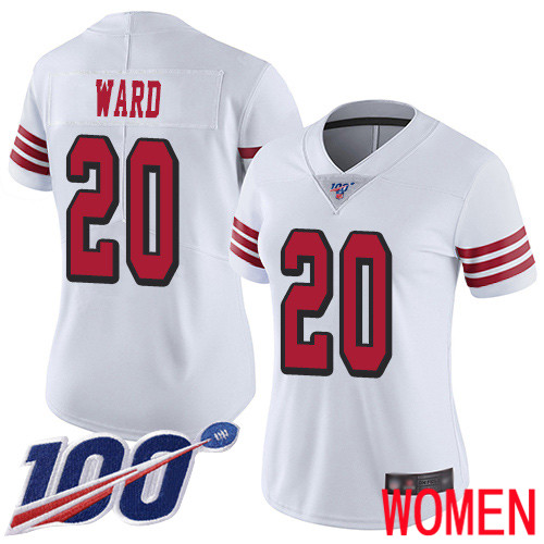 San Francisco 49ers Limited White Women Jimmie Ward NFL Jersey 20 100th Season Rush Vapor Untouchable